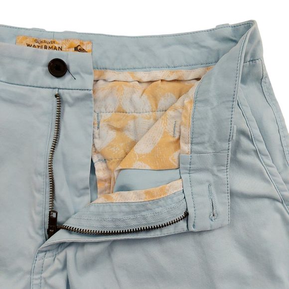 Quiksilver Waterman Collection Shorts Mens 32 Light Blue Casual Chino Beach - Picture 2 of 9